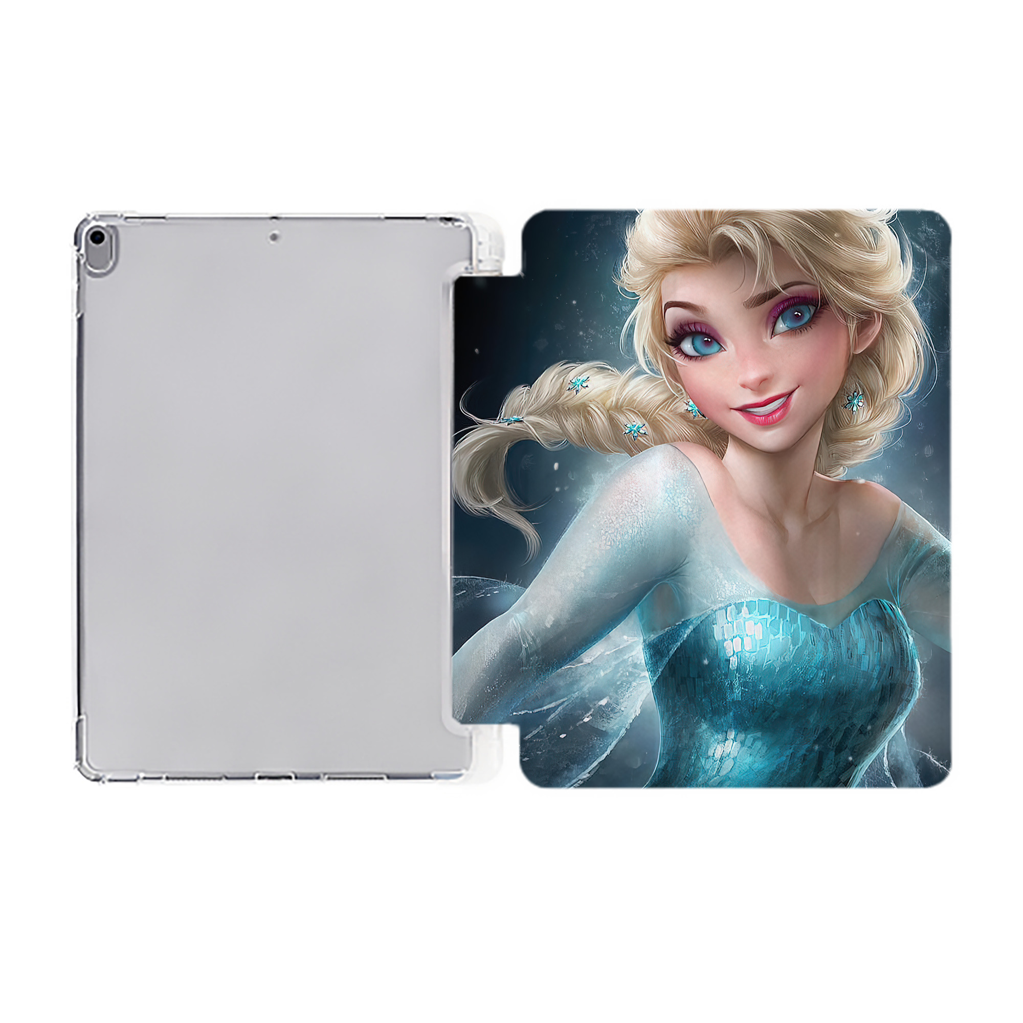 （画像用） アナと雪の女王 アンナ エルサ Frozen Anna Elsa IPad ケース ペン収納付き 三つ折りスタンド PUレザー×シリコン 対応機種9.5/10.5/10.9インチ